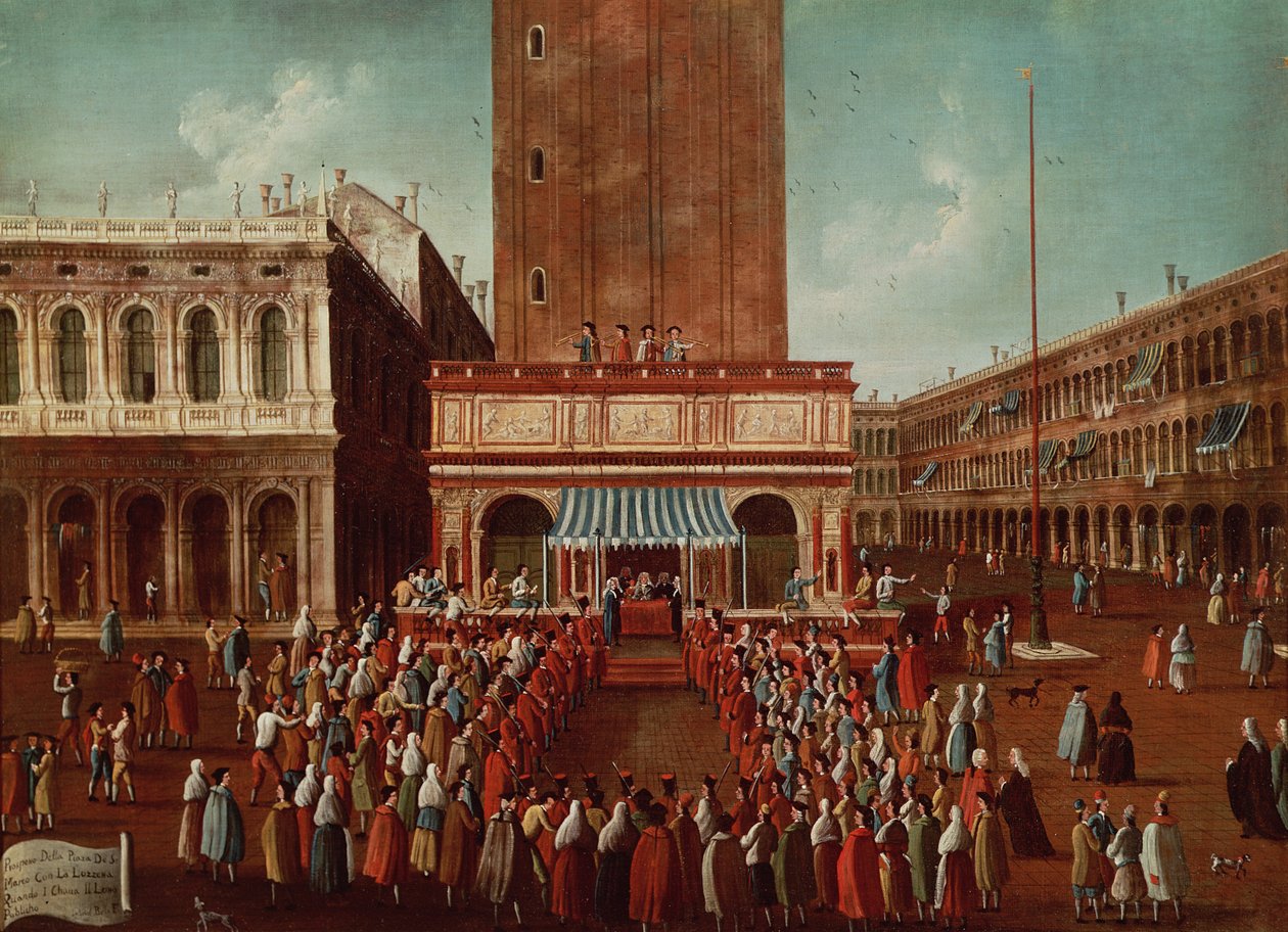 Offentligt lotteri på Loggetta, Piazza San Marco, Venedig av Gabriele Bella