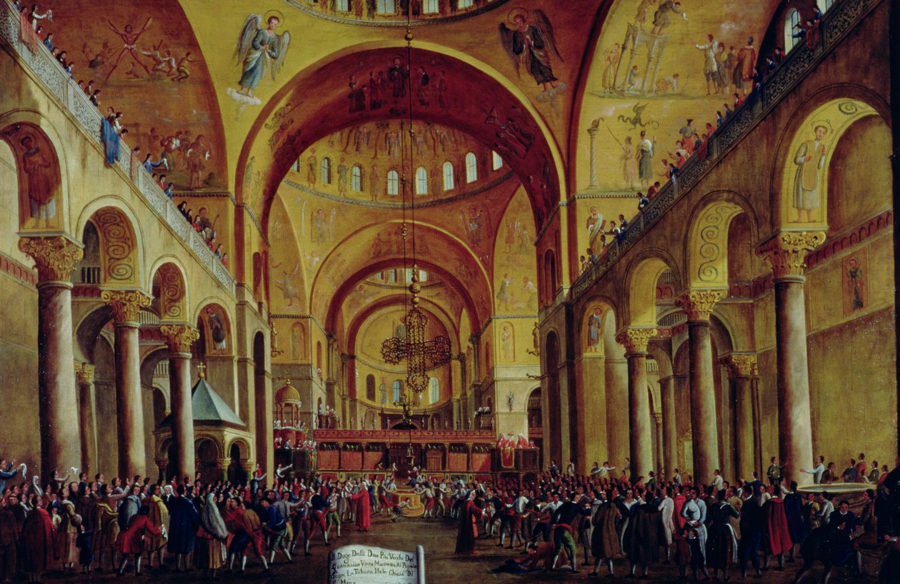 Presentationen av den nya dogen för folket i basilikan San. Marco av Gabriele Bella