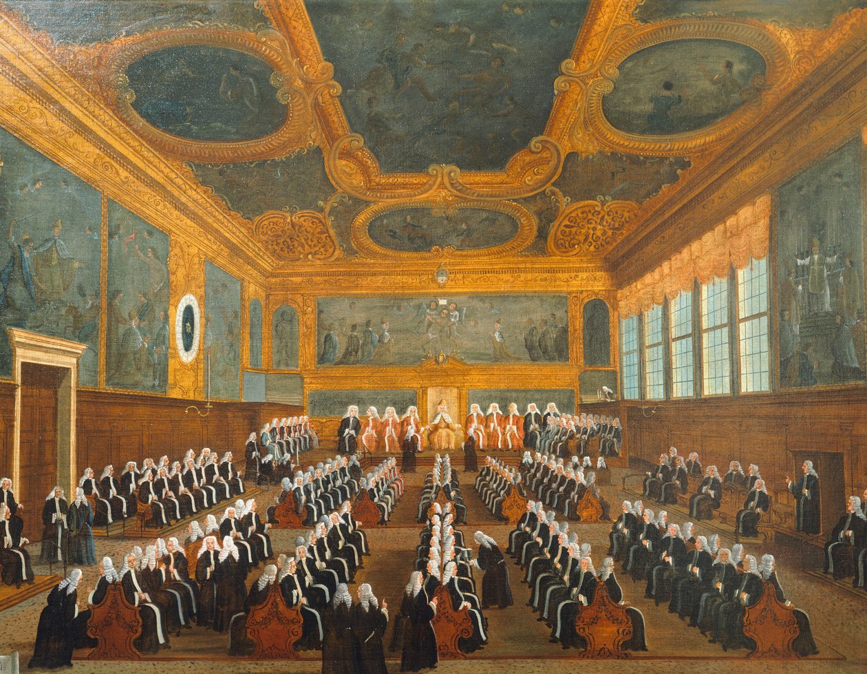 Council of Pregadi, av Gabriel Bella (1730-1799), olja på duk, 96x149 cm av Gabriele Bella
