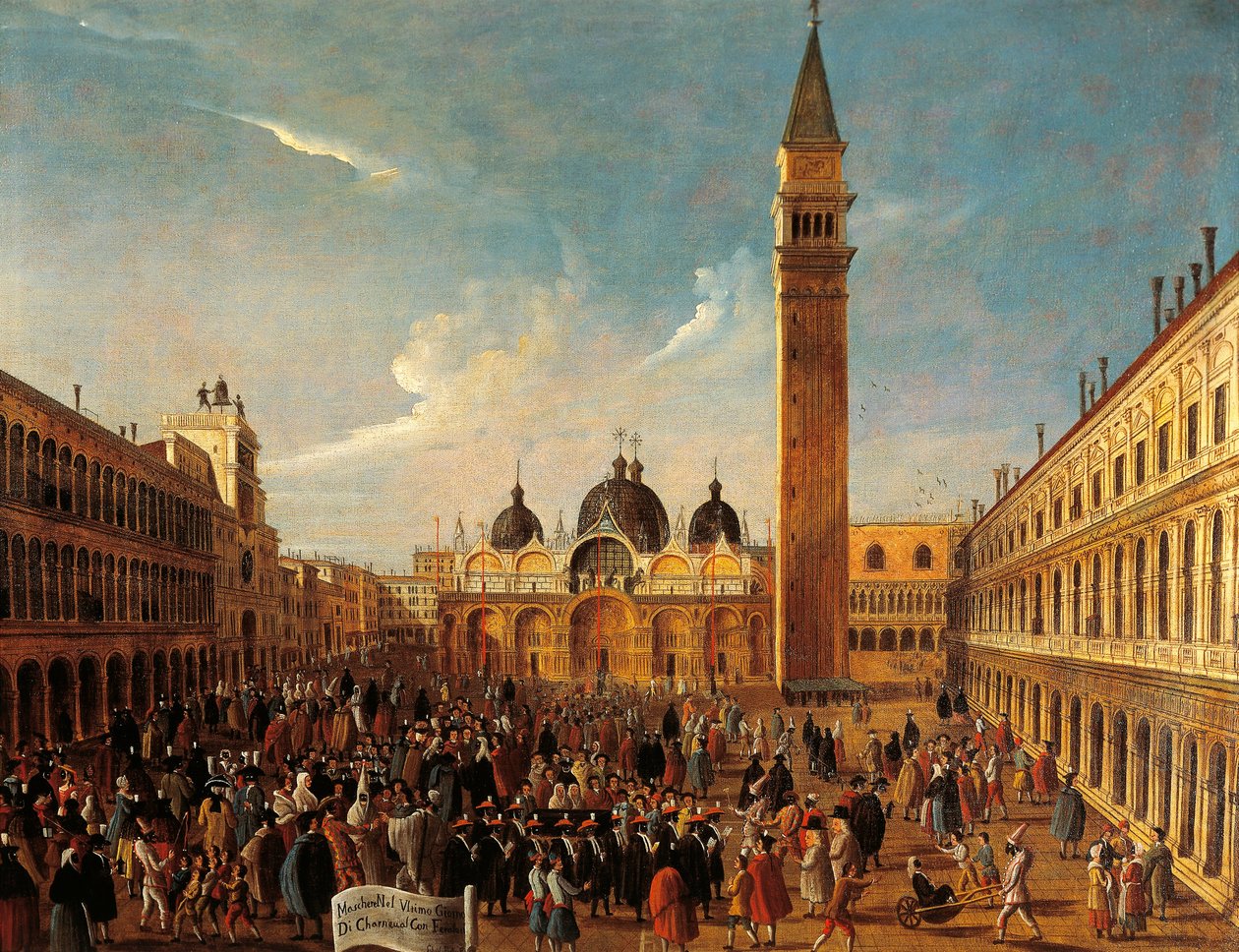 Italien, Veneto, Venedig, Sista dagen av karnevalen på Markusplatsen, närbild av Gabriele Bella