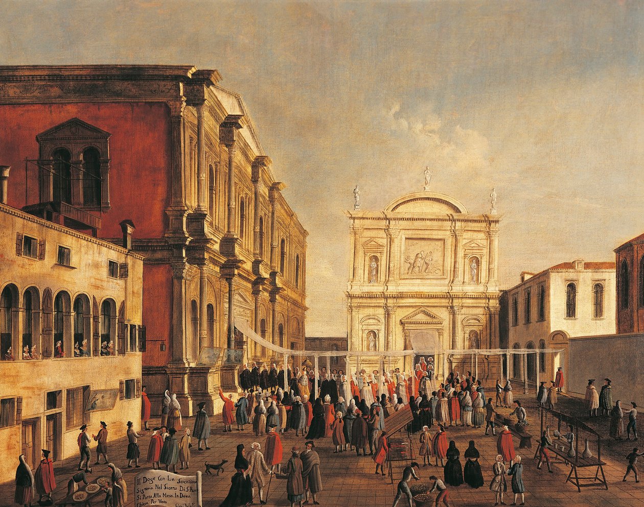 Italien, Veneto, Venedig, Doge av Venedig och Signoria vid kyrkan San Rocco, på helgondagens dag av Gabriele Bella