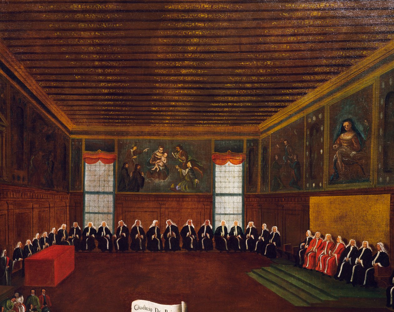 Dom i hall av Qarantia Criminal (The Council of Forty) (olja på duk) av Gabriele Bella