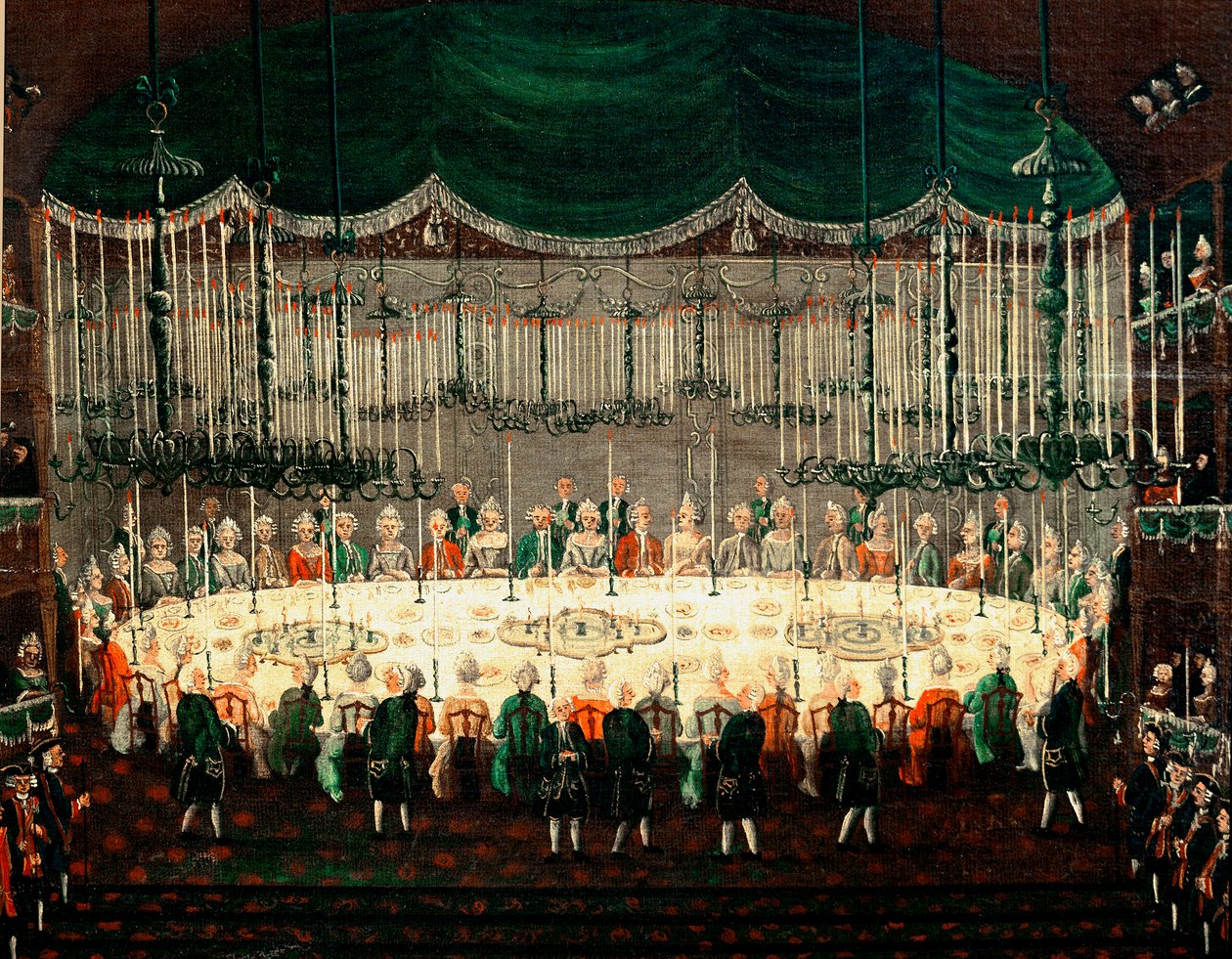 Mottagning för att hedra prinsarna från Norra Detalj som representerar ambassadörernas bankett. Målning av Gabriel Bella (1730-1799) 1700-talets Venedig, Galleria Fondazione Querini Stampalia av Gabriele Bella