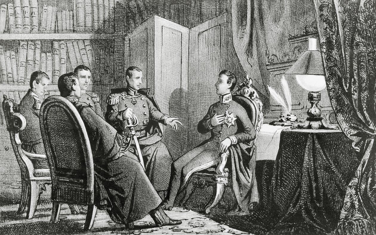 Prins Charles Albert av Carignano (1798-1849) lovar sitt stöd till liberala konspiratörer, den 6 mars av Gabriele Castagnola