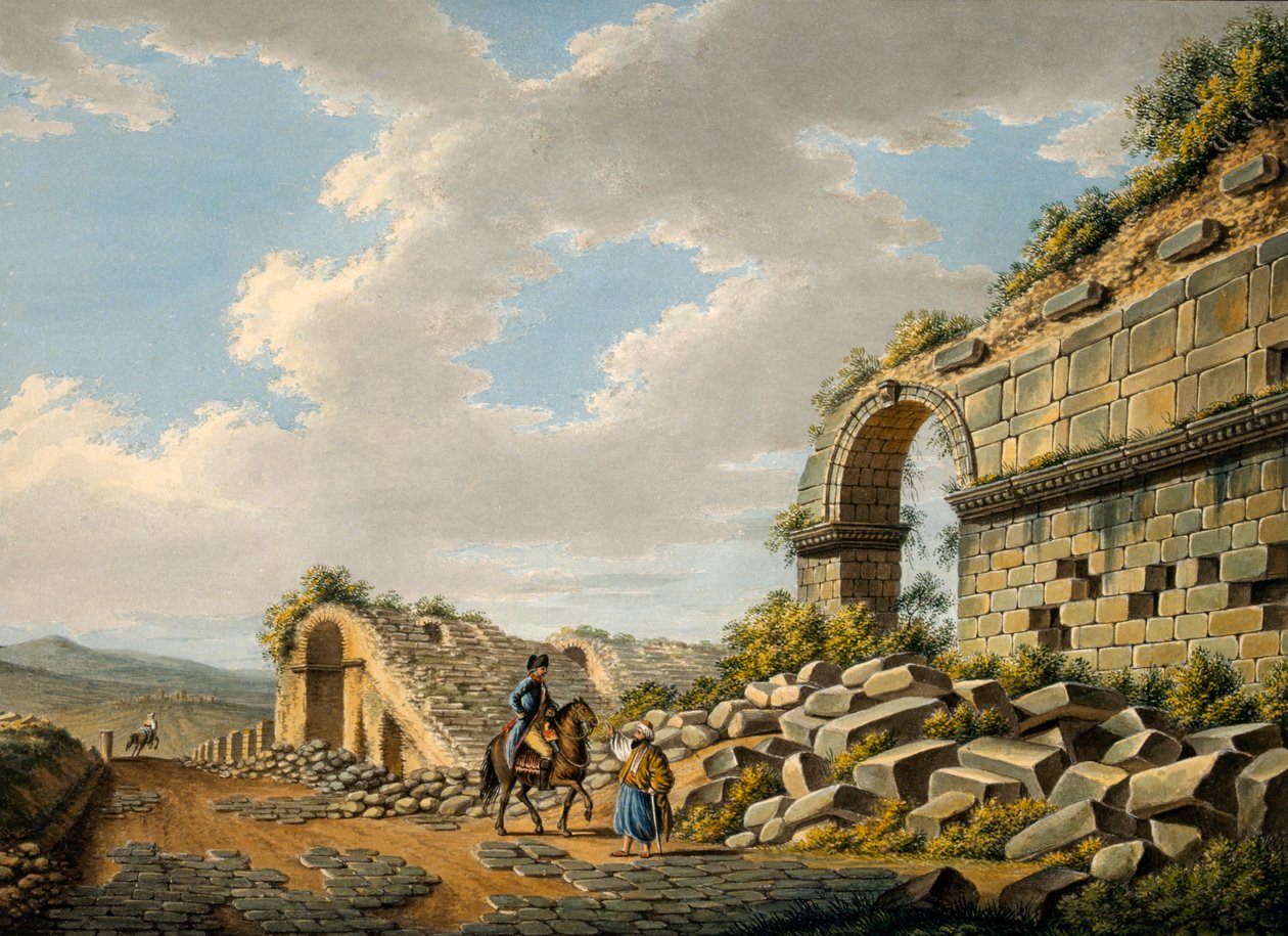 Exteriör av den förstörda romerska teatern i Efesos, 1790-talet av Gaetano Mercati