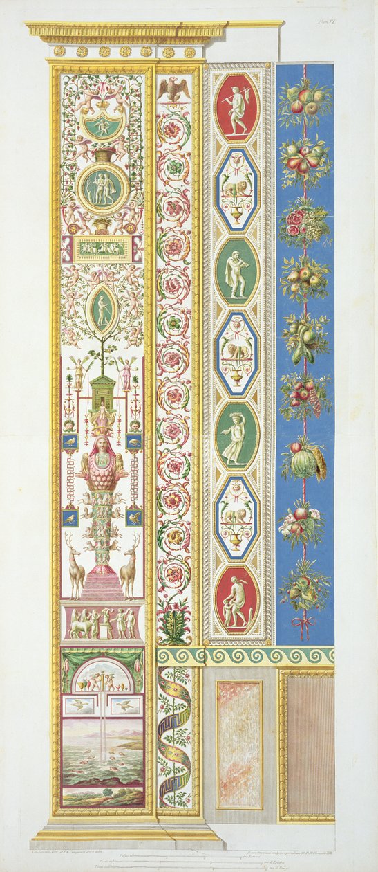 Panel från Raphael Loggia i Vatikanen, graverad av Ioann Ottaviani, c.1770 (kopparplåtsgravyr) av Gaetano Savorelli