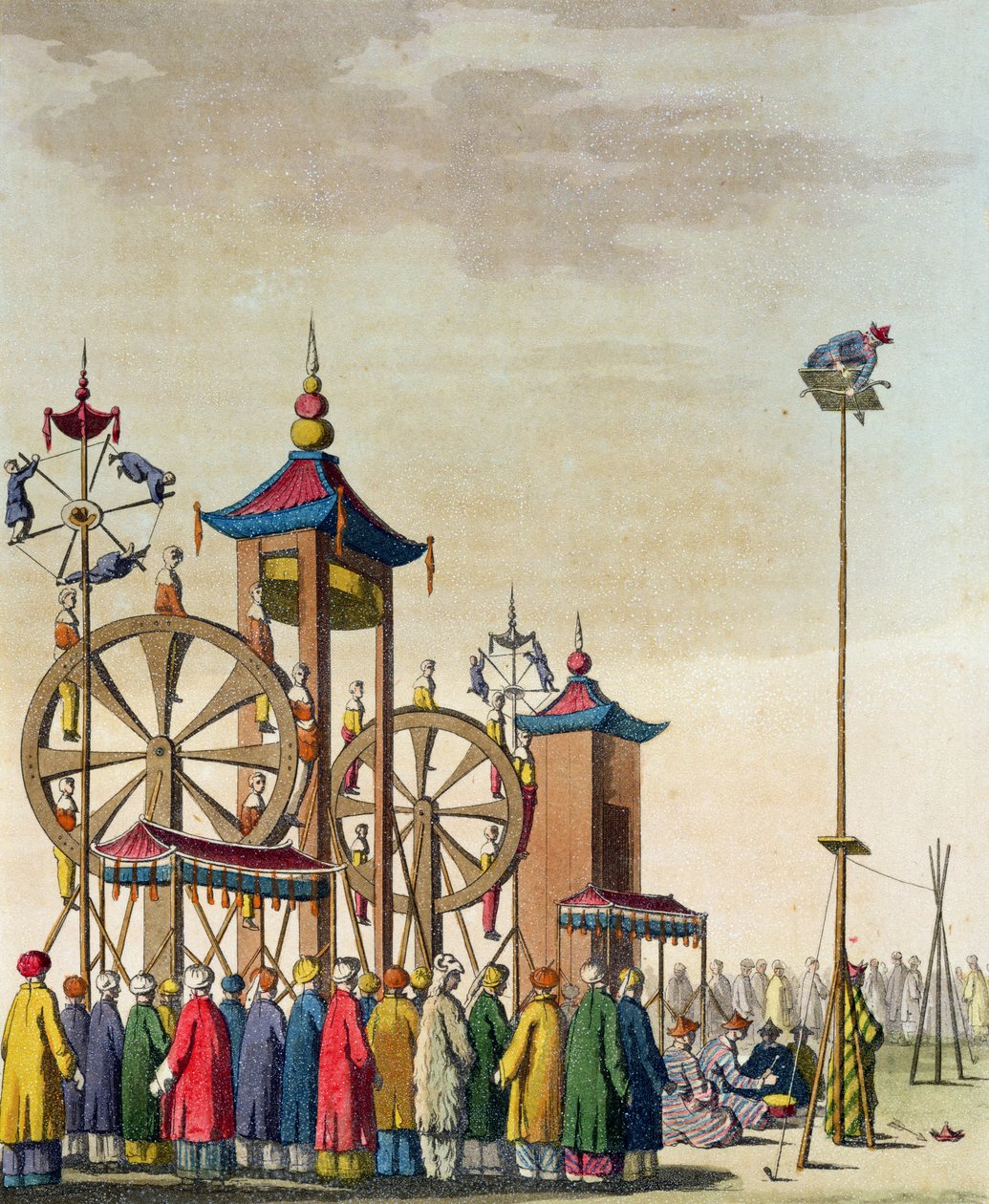 En kinesisk cirkus, illustration från "Le Costume Ancien et Moderne" av Giulio Ferrario, publicerad på 1820-30-talen. av Gaetano Zancon