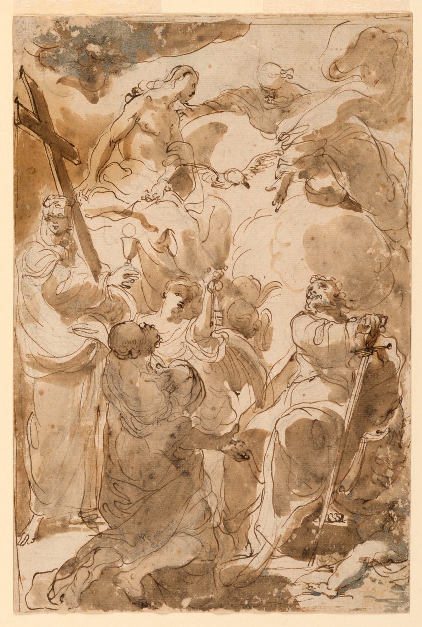 Teckning, Treenigheten och apostlarna, S:t Petrus och S:t Paulus, 1770-80 av Gaetano Gandolfi