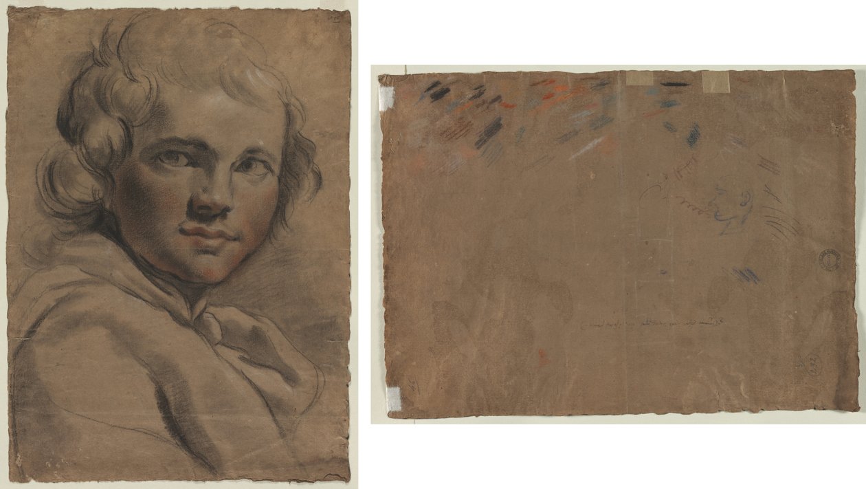Head of a Young Man (recto) Sketch of a Head (verso) av Gaetano Gandolfi