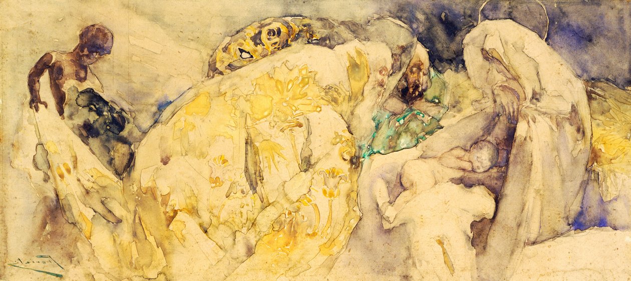Tillbedjan av Magi av Gaetano Previati