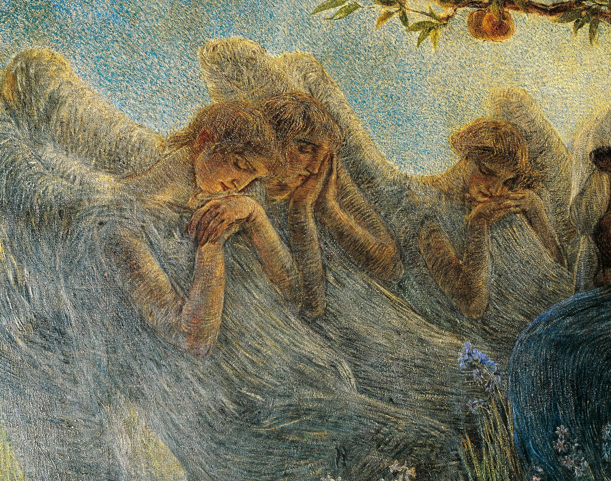 Änglar, detalj från The Maternity av Gaetano Previati