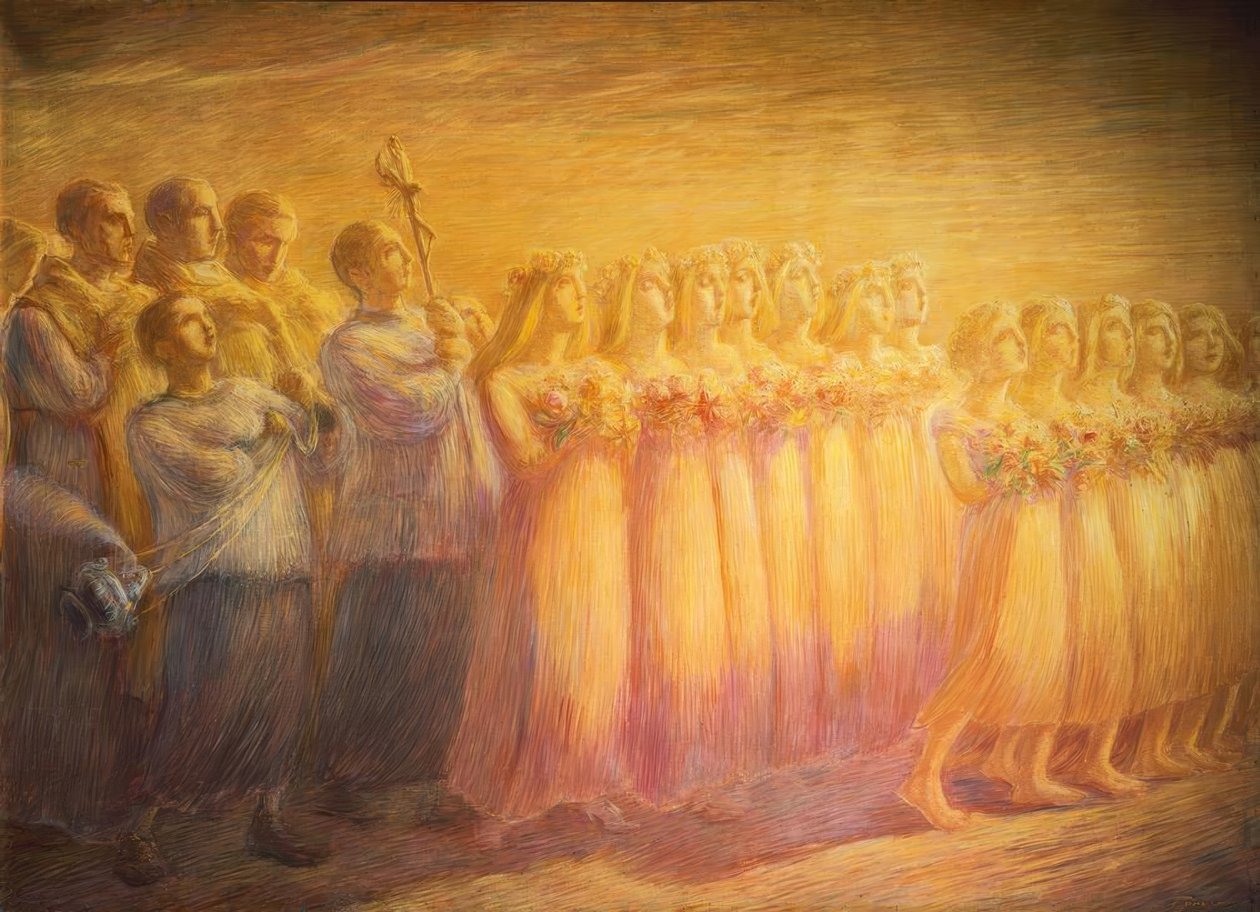 Begravning av en jungfru, av Gaetano Previati