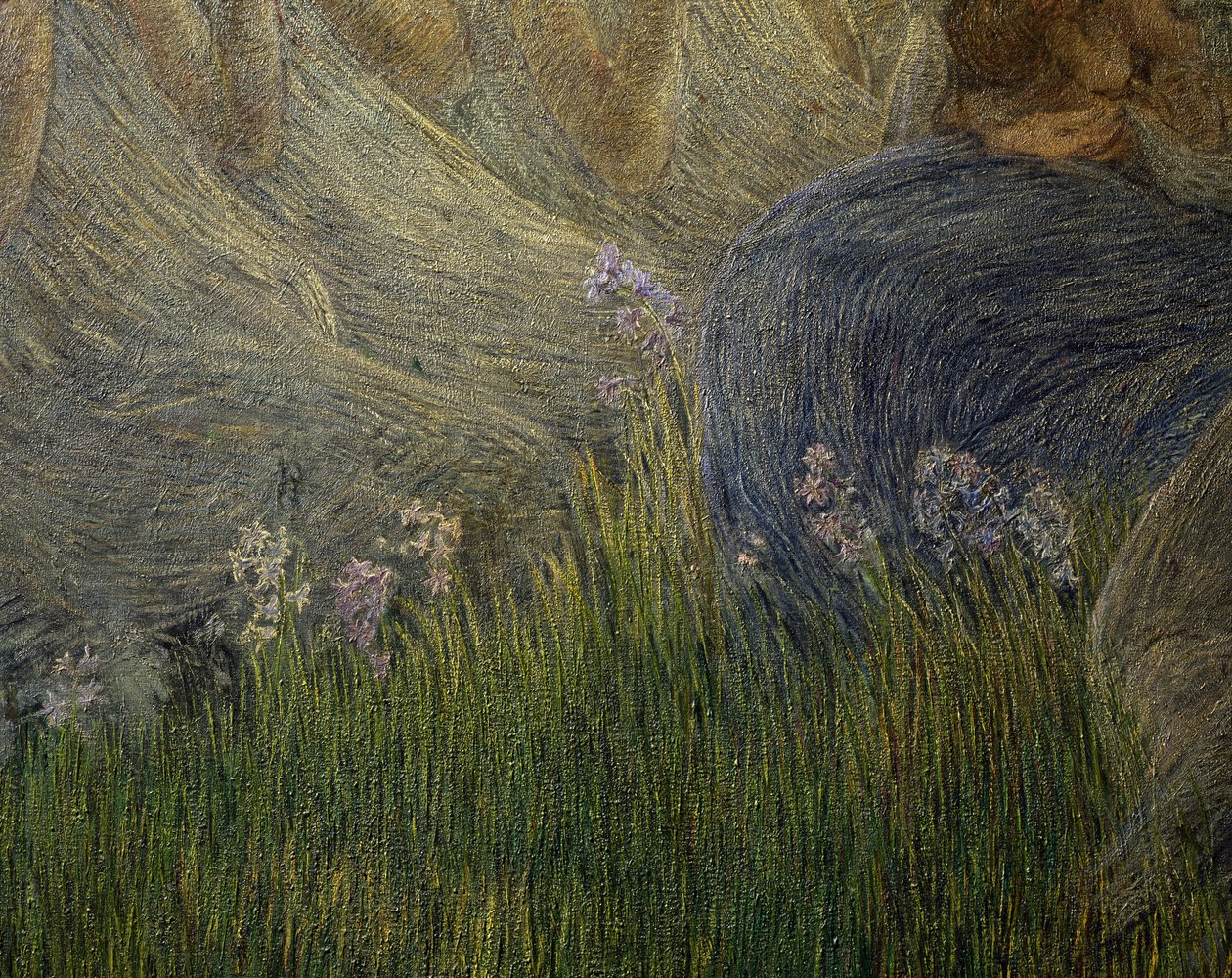 Gräs och blommor, detaljer från The Maternity av Gaetano Previati