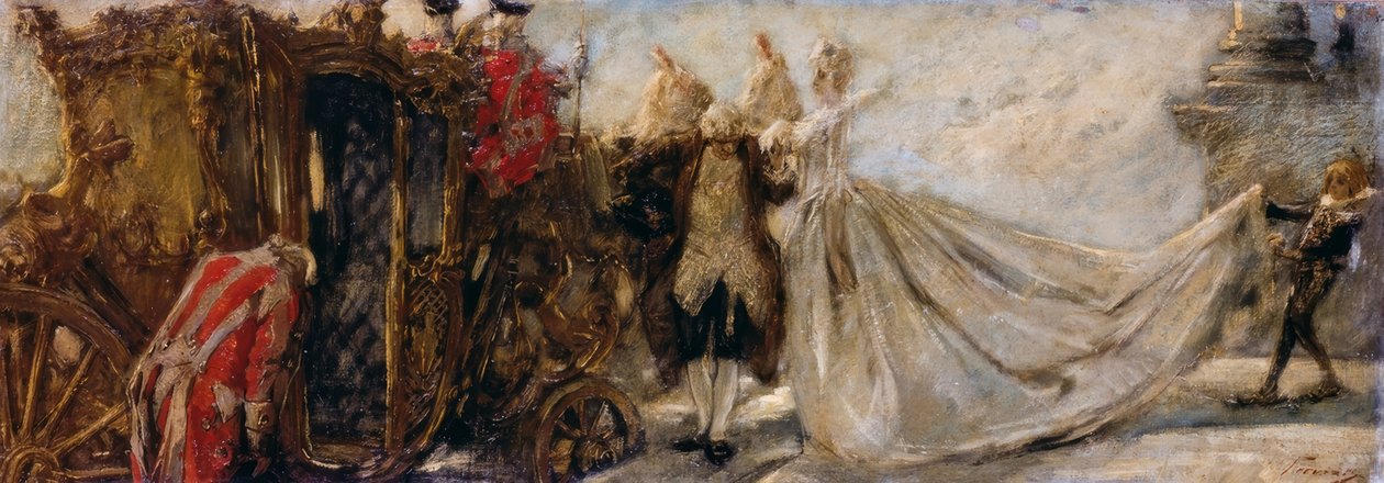 Lämnar kyrkan, av Gaetano Previati av Gaetano Previati