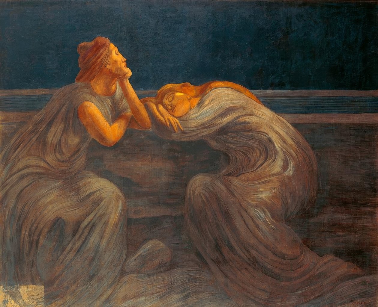Nocturne, 1908, av Gaetano Previati (1852-1920). av Gaetano Previati