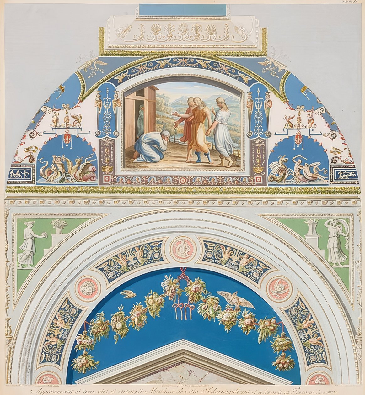 Ram och valv med Abraham och de tre änglarna. 1774 av Gaetano Savorelli