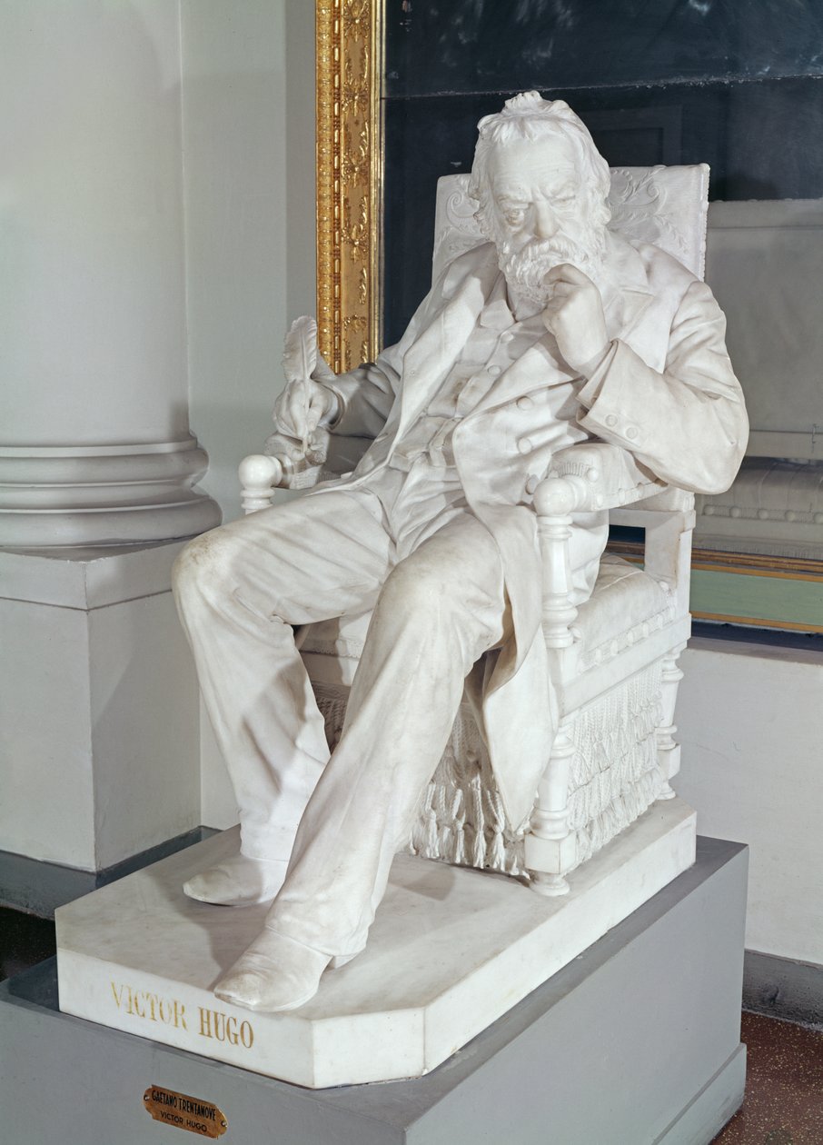 Sittande staty av Victor Hugo (1802-85) (marmor) av Gaetano Trentanove