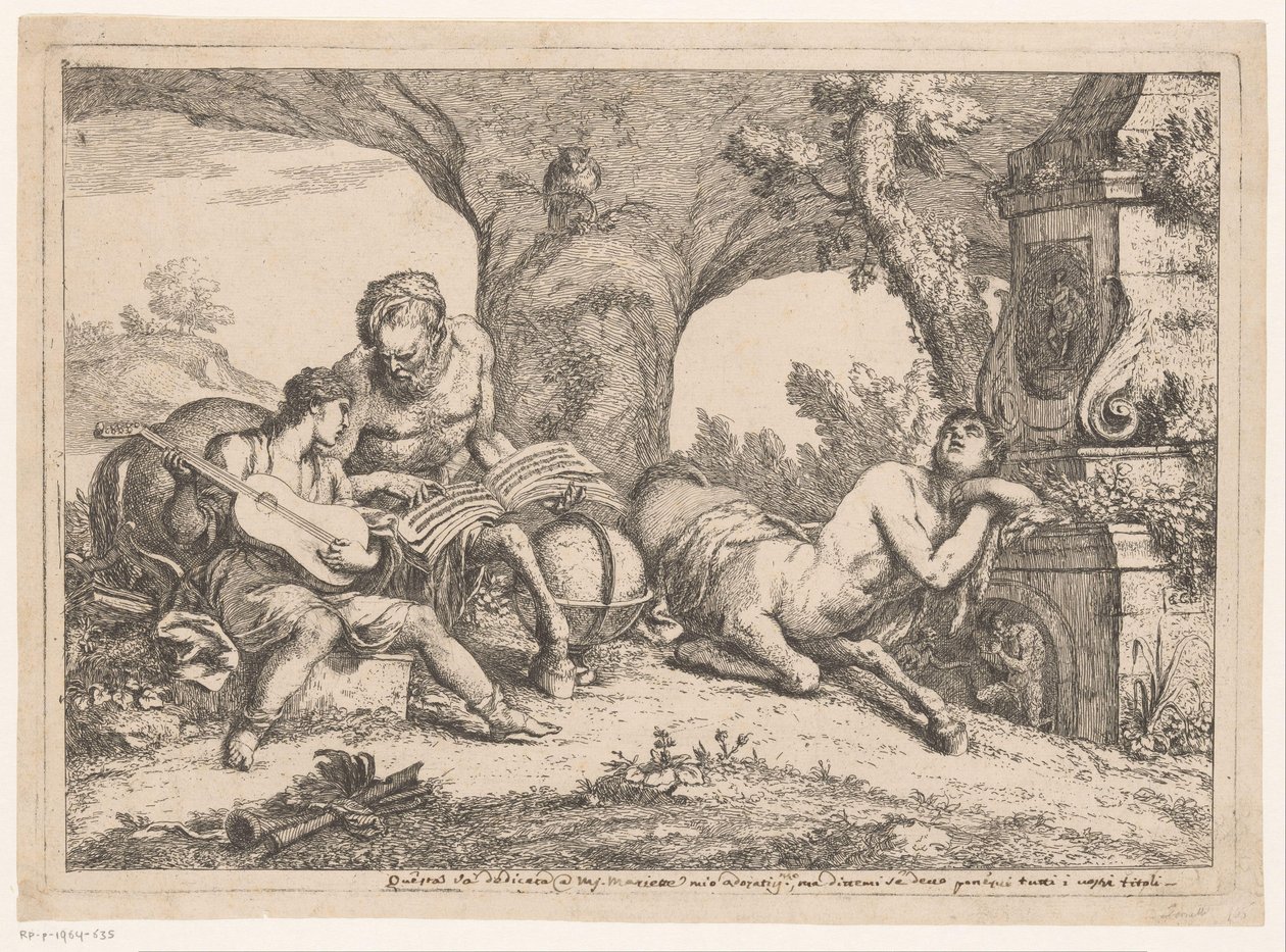 Achilles undervisas av Chiron Olika föreställningar och länder (serietitel) Varii capricci e paesi (serietitel) av Gaetano Zompini (possibly)