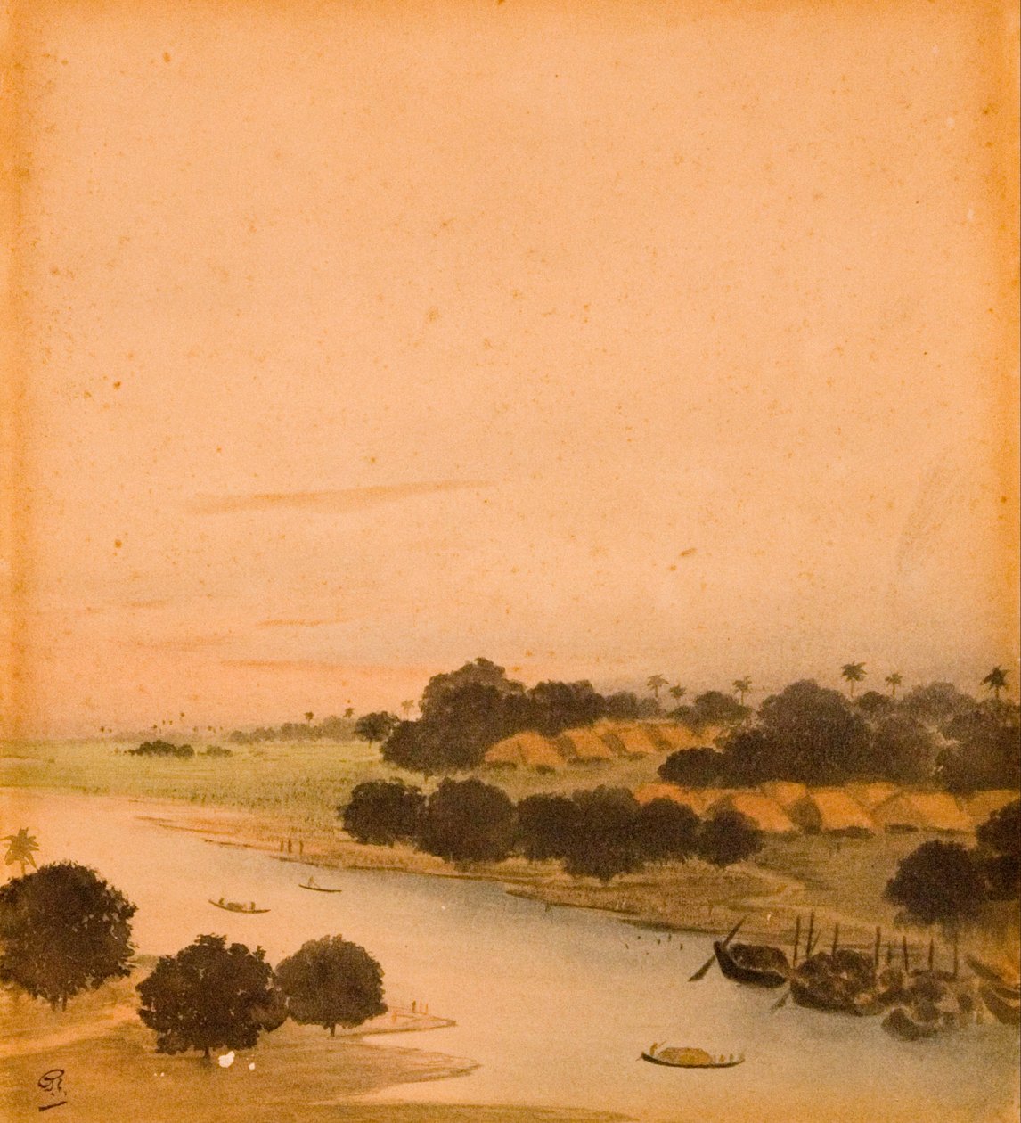 flod vy av Gaganendranath Tagore