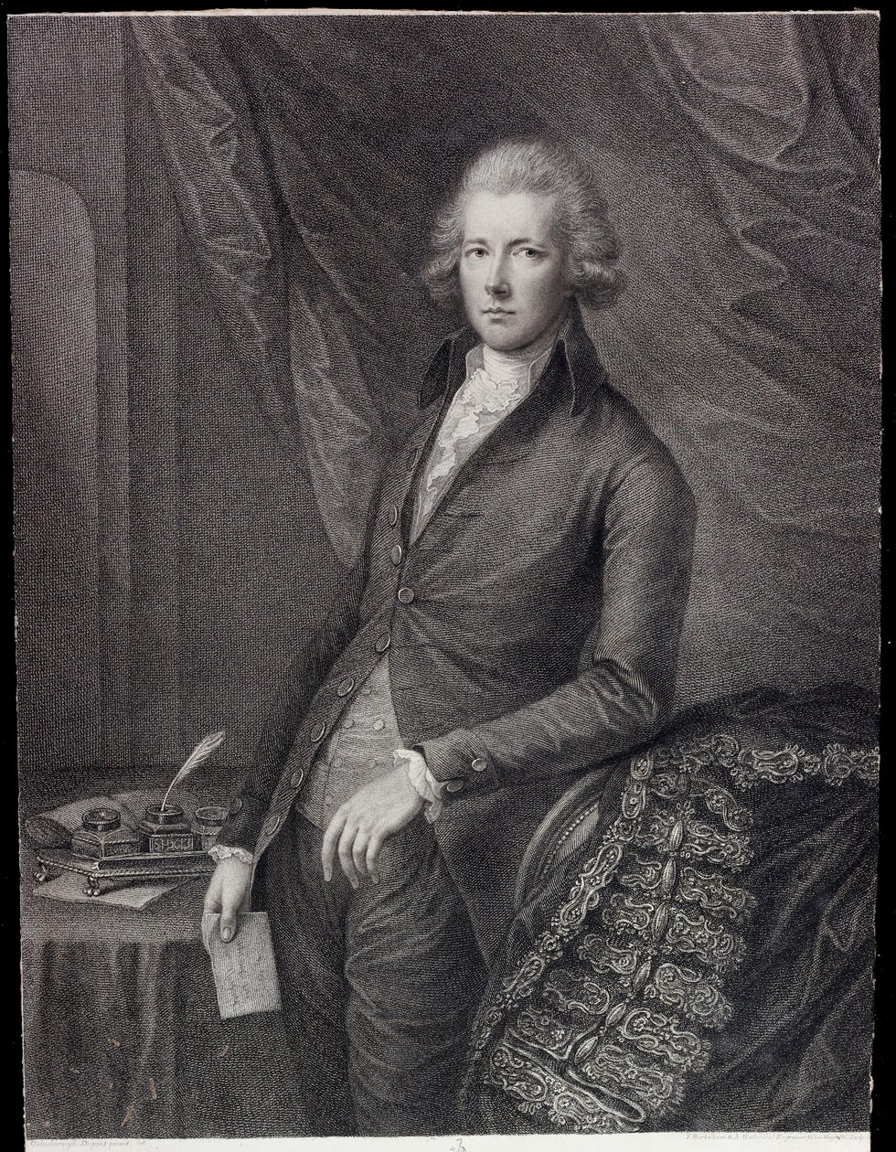 The Right Hon William Pitt den yngre (gravyr) av Gainsborough (after) Dupont