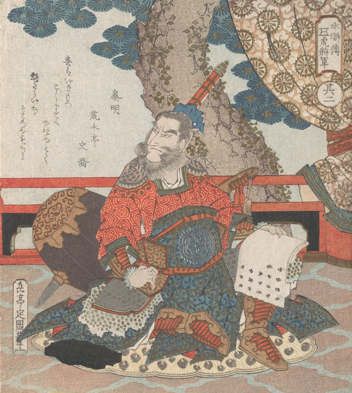 Kinesisk general Tiger från berättelsen Suikoden, 1800-talet. av Gakutei