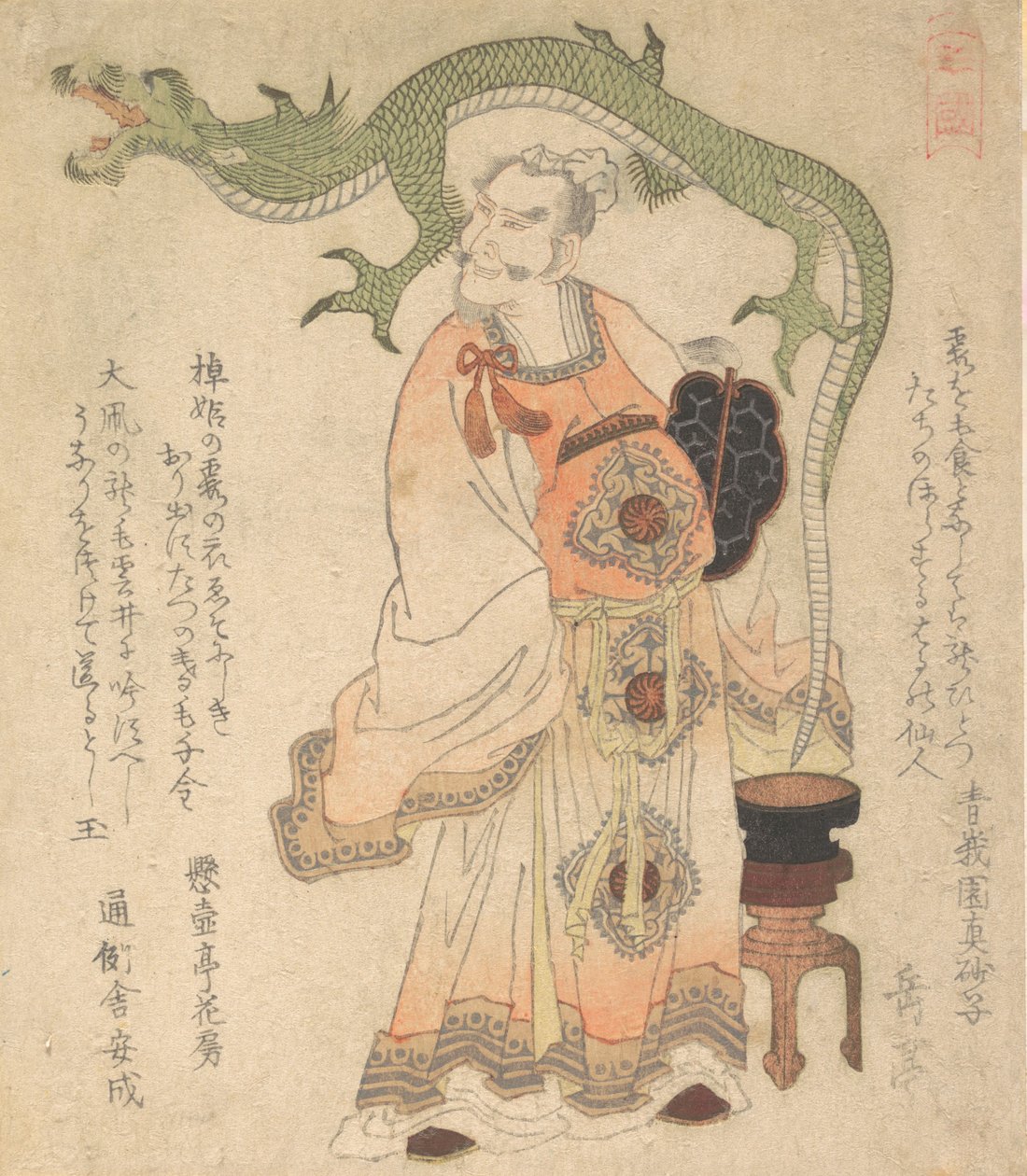 Kinesisk vis man frammanar en drake, ca. 1825. av Gakutei