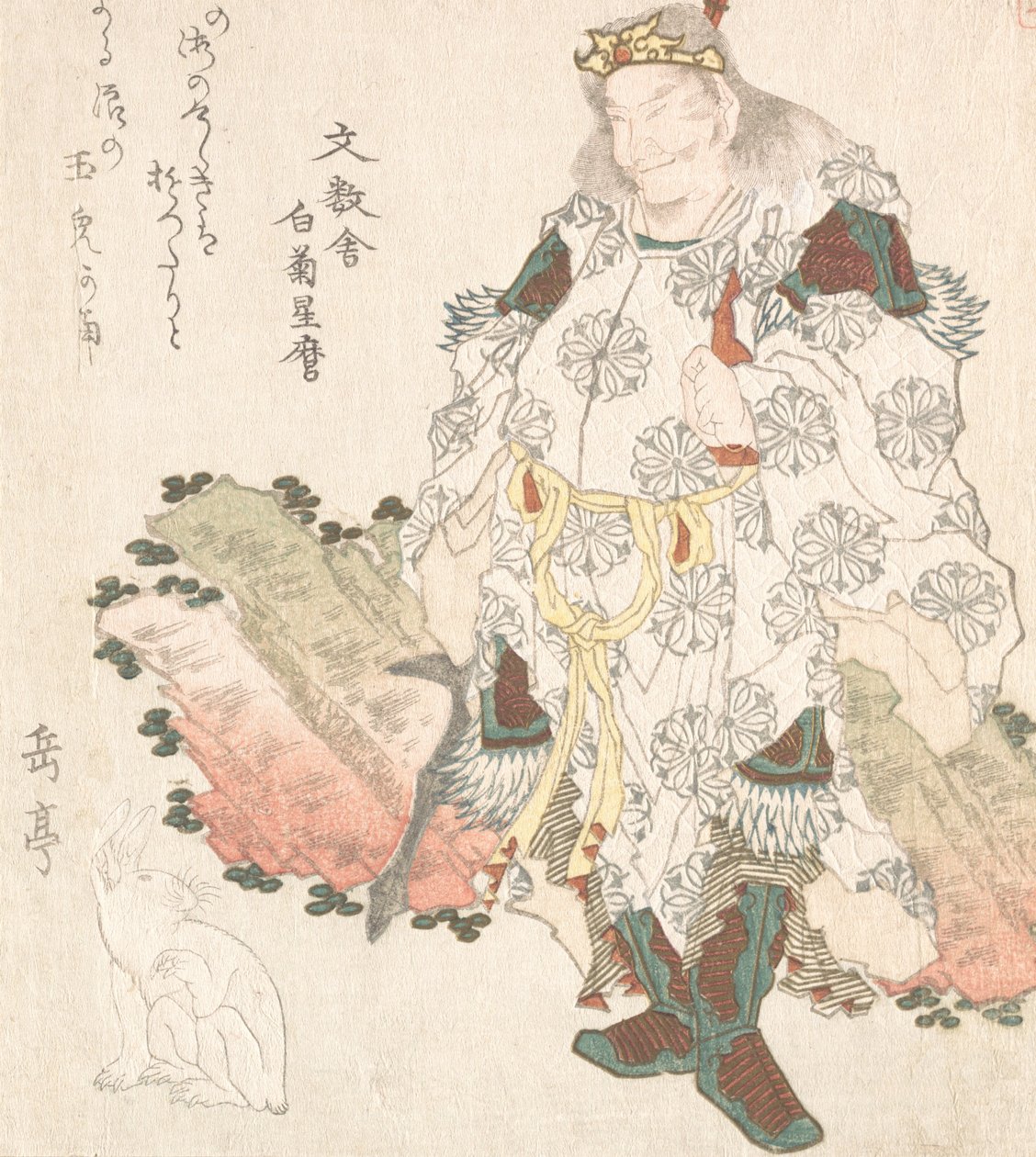 Prins Okuni och en hare, troligen 1819. av Gakutei