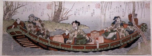 Sendai-gruppens triptyk: Tre hjältar från kungariket Shu, ca 1818-30 (träsnitt) av Gakutei Harunobu