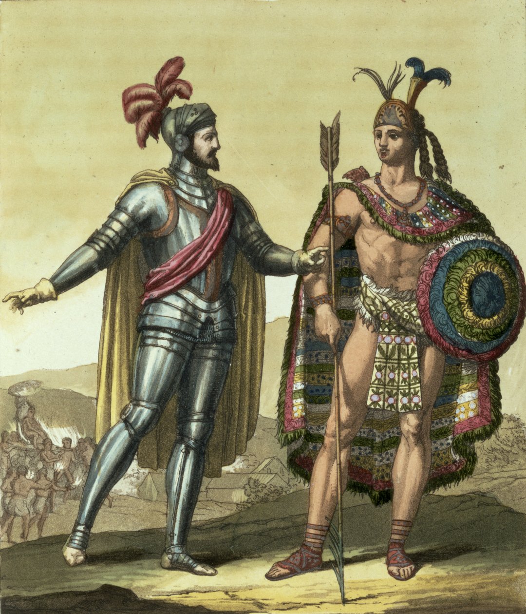 Conquistador med en indianhövding av Gallo Gallina