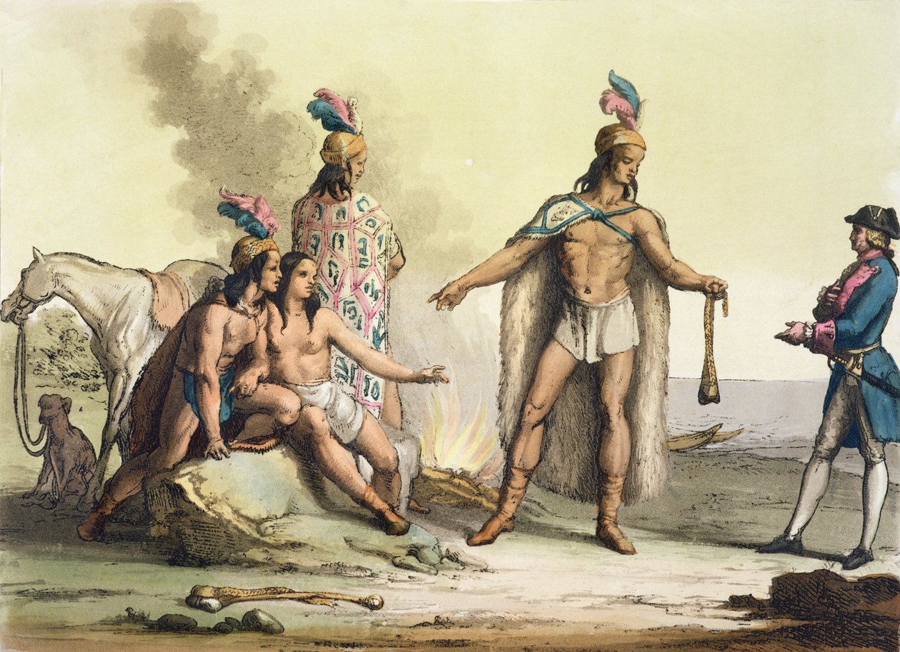 Indians of Patagonia, Chile, hälsar en europeisk resenär, från 