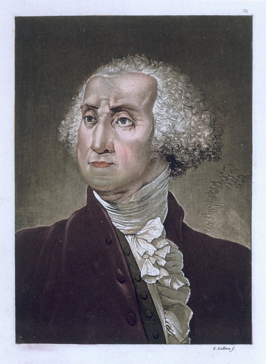 Porträtt av George Washington, från "The Ancient and Modern Costume" av Jules Ferrario, ca 1820 av Gallo Gallina