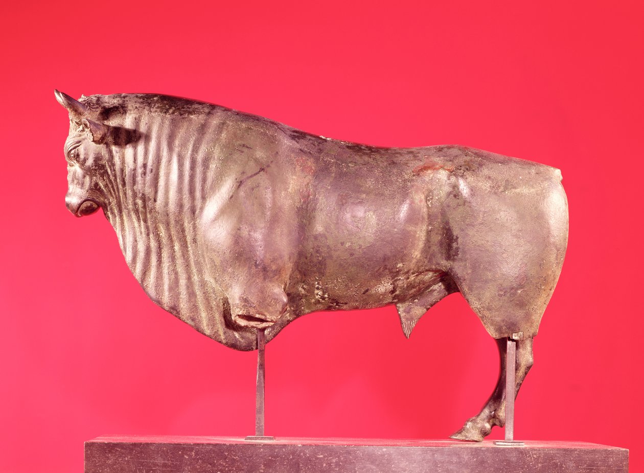 Tjur med tre horn, från Avrigney (brons) av Gallo Roman