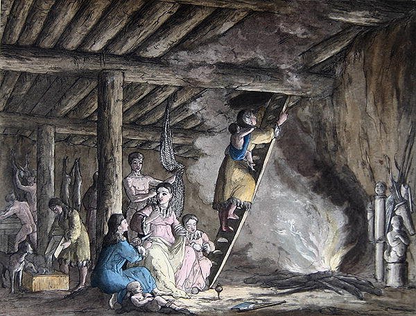 Interiör av en jurta i Kamchatka, illustration från 