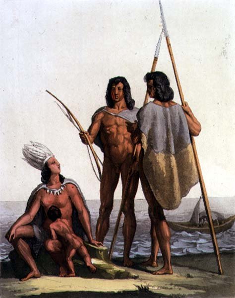 Native American Fishermen (färg litho) av Gallo Gallina