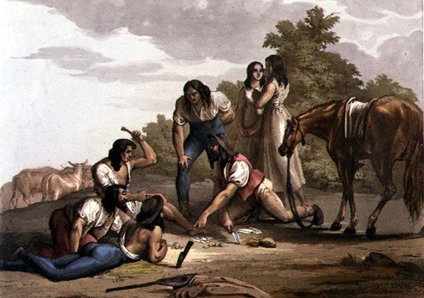 Spanska herdar i Paraguay (färg litho) av Gallo Gallina