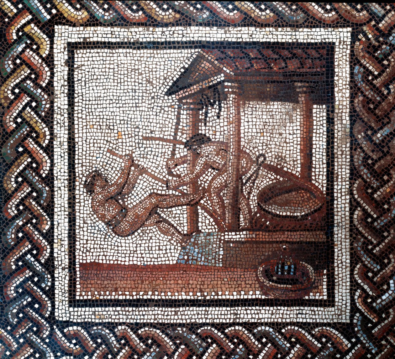 En oljepress. (mosaik, slutet av 2:a, början av 3:e århundradet) av Gallo Roman