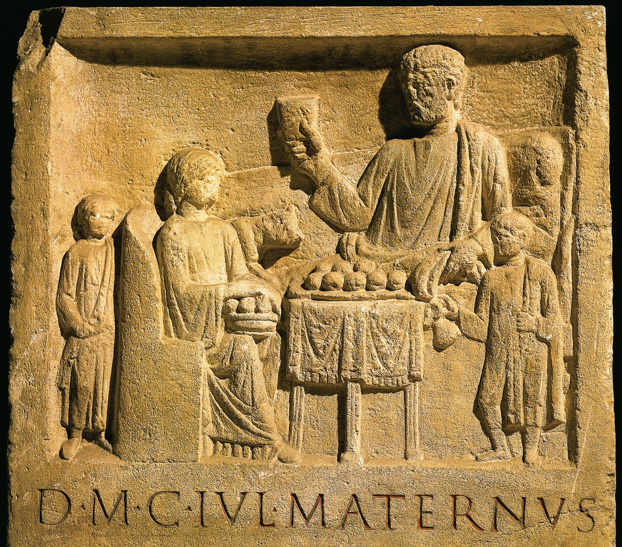 Relief som visar högtid, romersk civilisation av Gallo Roman