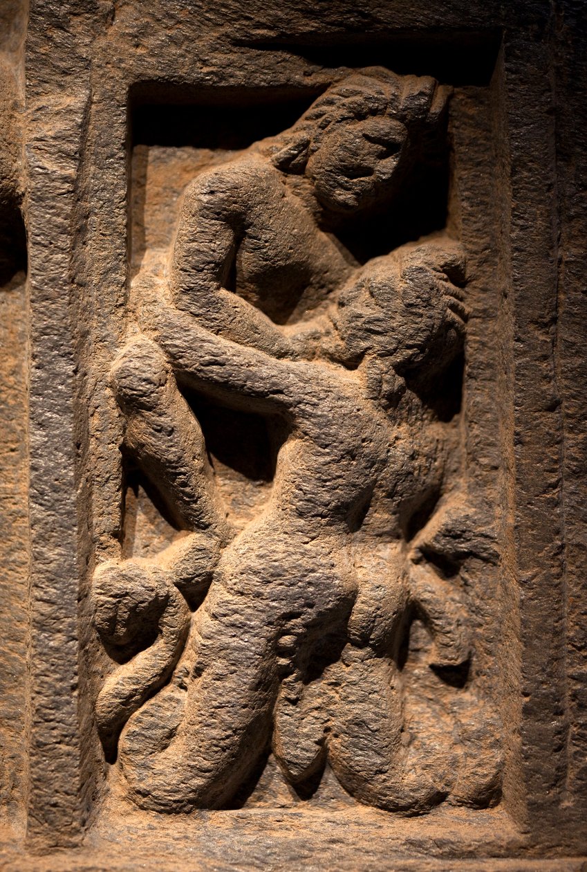Triton. Skulpterad lågrelief, konst av Gandhara (Pakistan), 2:a-3:e århundradet. Koreas nationalmuseum, Seoul (Sydkorea). av Gandhara School