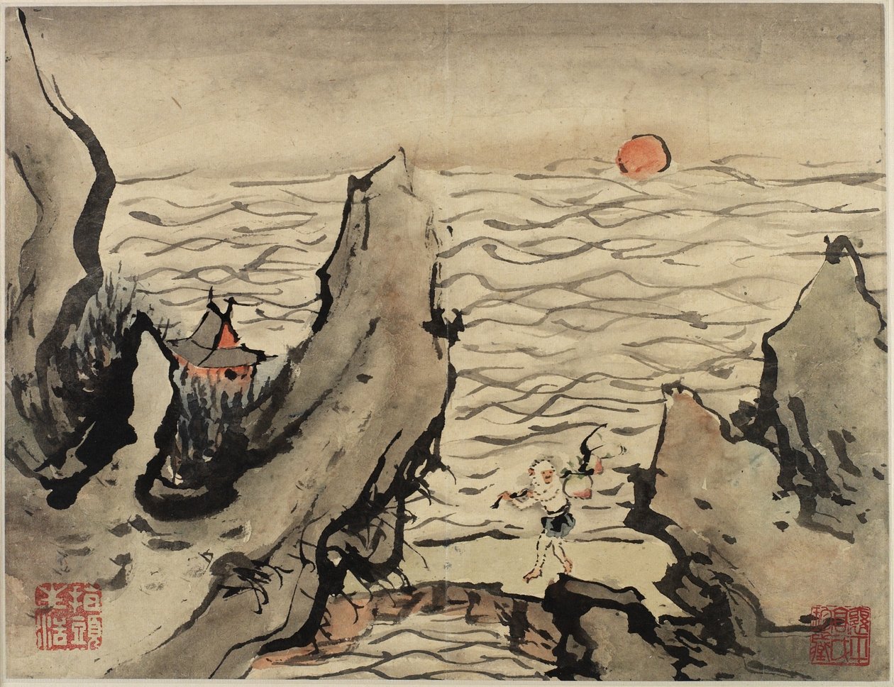 Finger Painting, från ett album med tio, 1684 av Gao Qipei