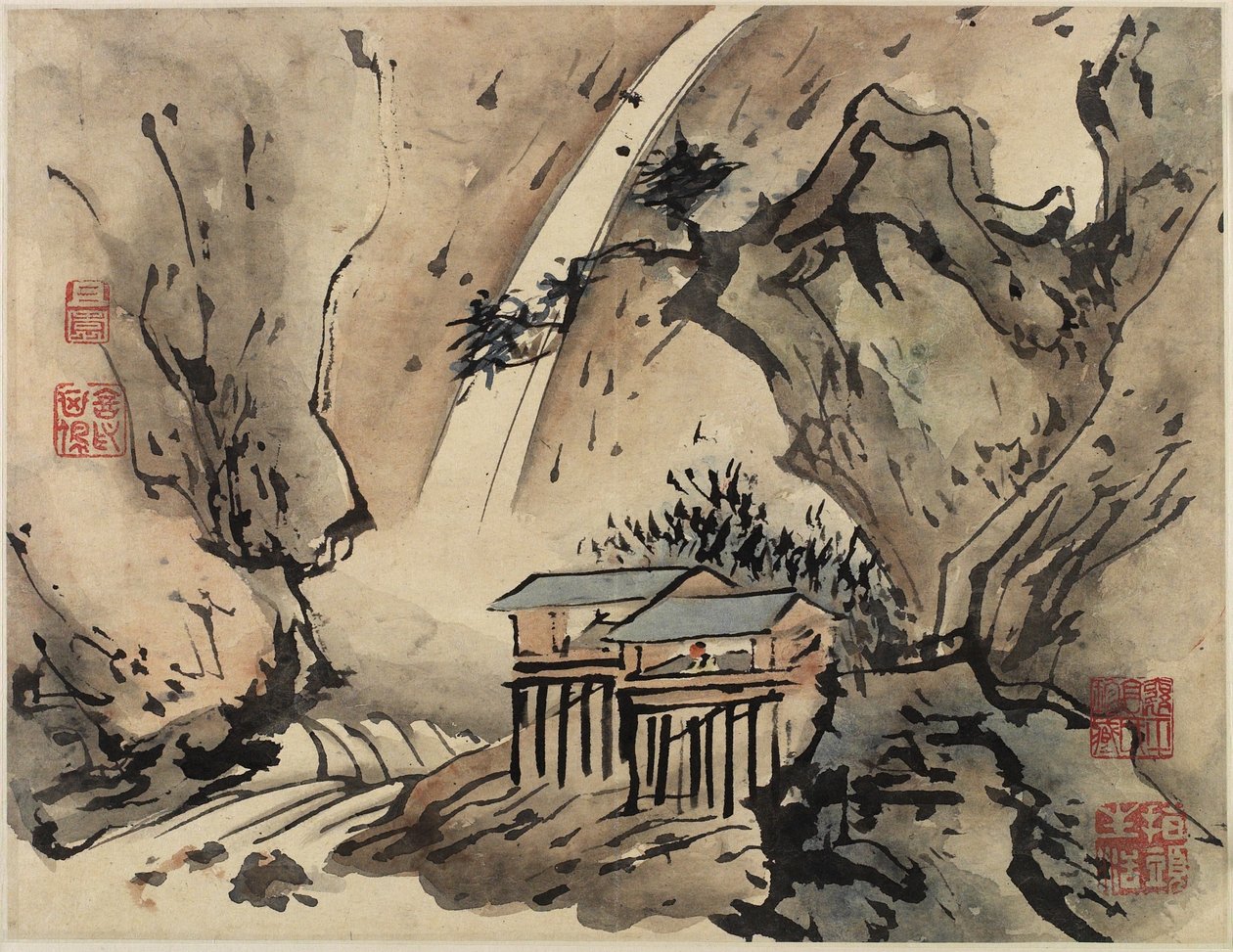 Finger Painting, från ett album med tio, 1684 av Gao Qipei