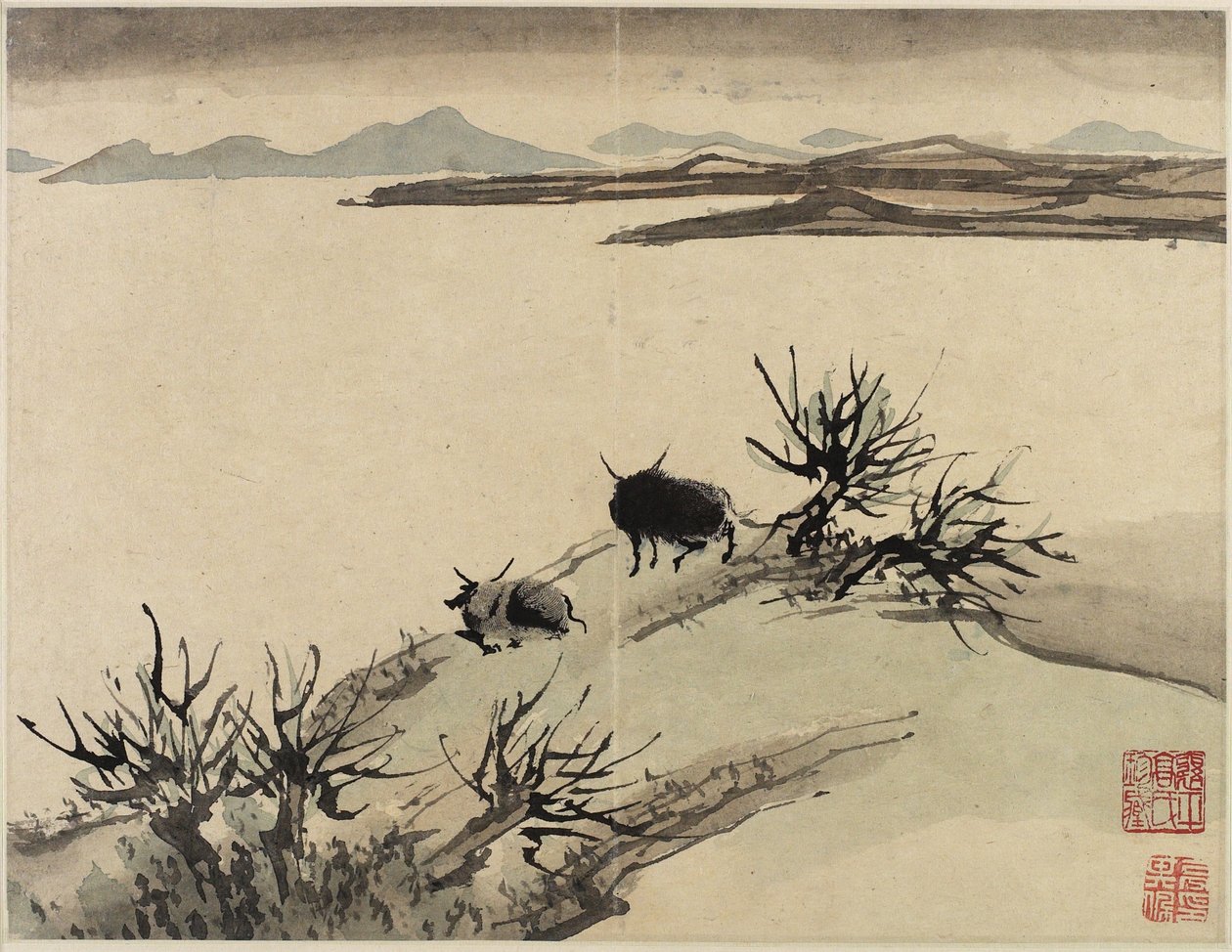 Finger Painting, från ett album med tio, 1684 av Gao Qipei