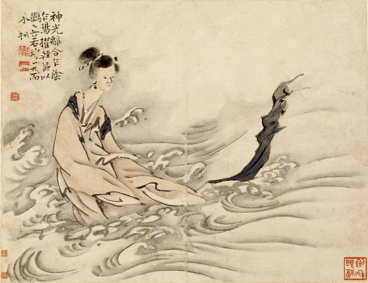 Gudinna vid Luofloden av Gao Qipei