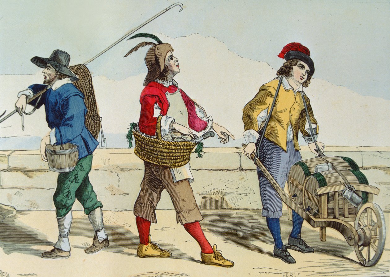 Brunnsrenare, ostronsäljare och vinägerförsäljare vid tiden för Ludvig XIII (1601-43), från 
