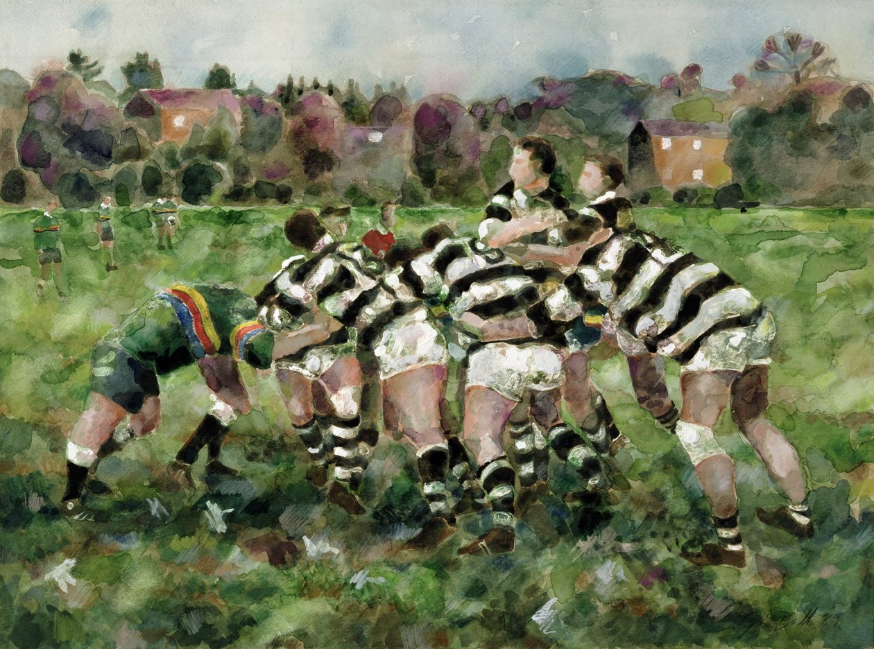 En rugbymatch, 1989 av Gareth Lloyd Ball