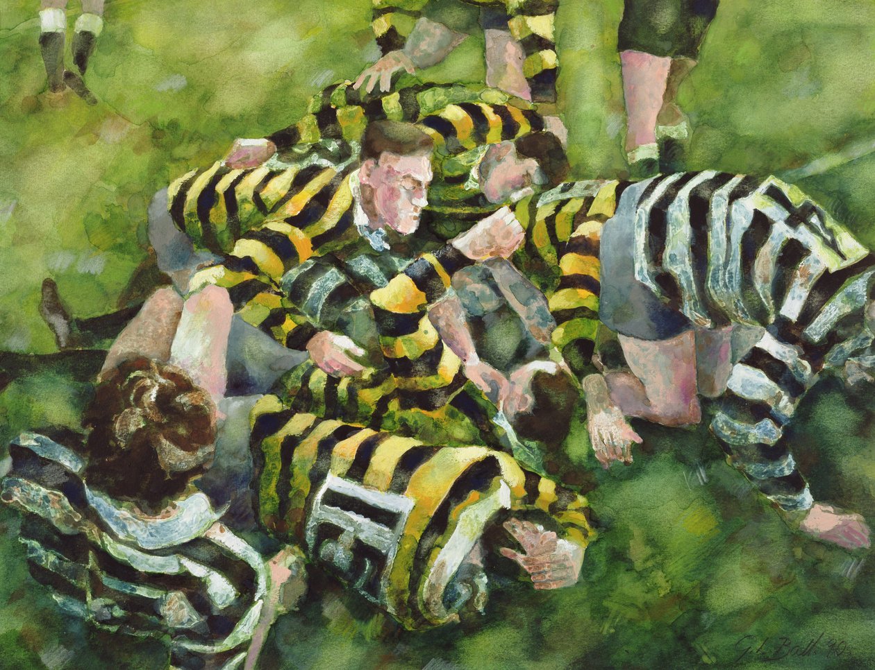 Farnham Rugby Club gör ett försök av Gareth Lloyd Ball