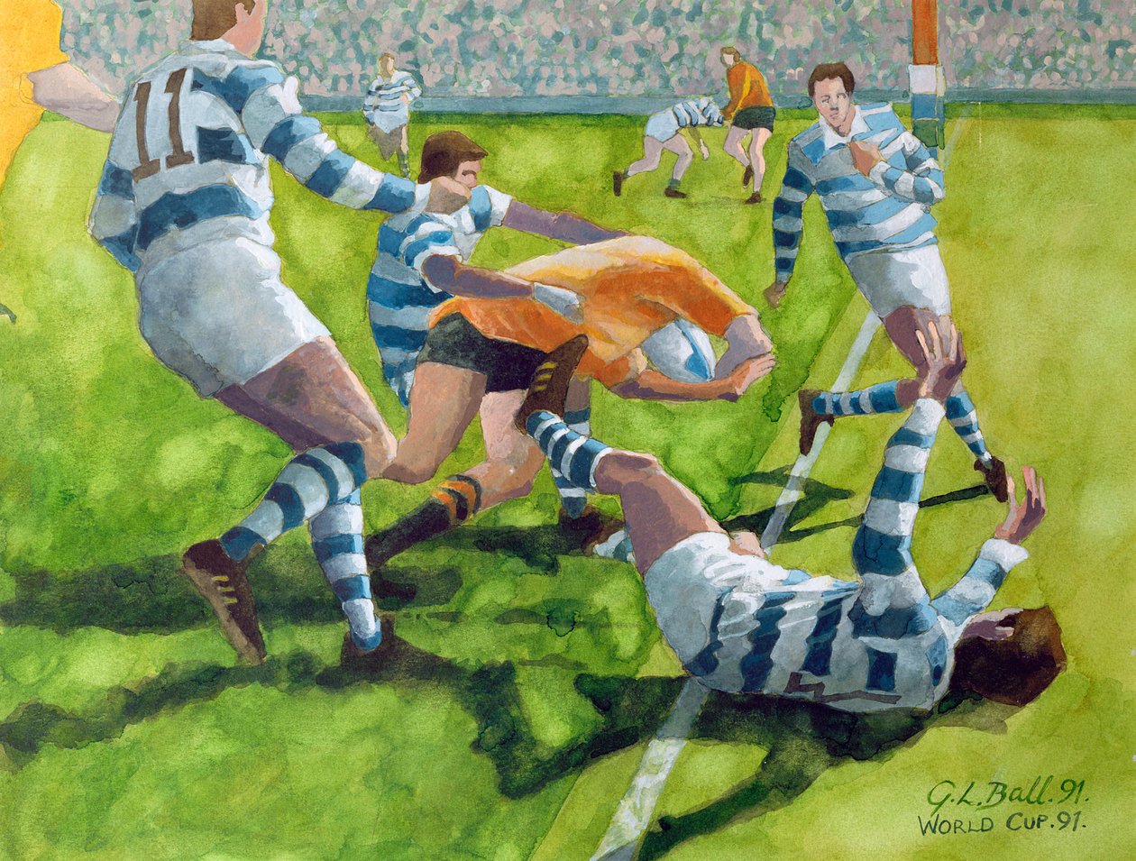 Rugbymatch: Australien mot Argentina i världscupen, 1991 (wc) av Gareth Lloyd Ball