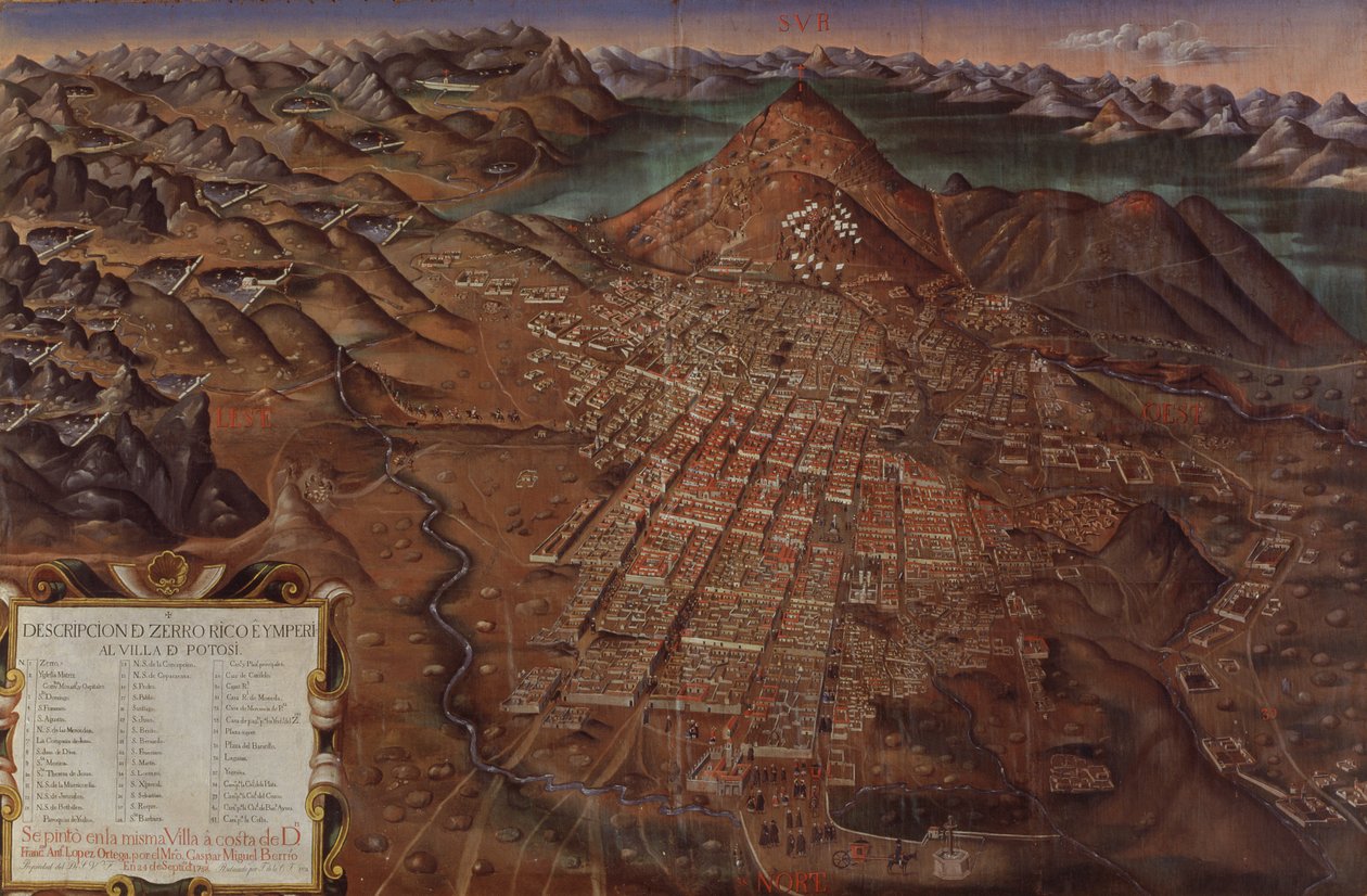 Beskrivning av Cerro Rico och den kejserliga kommunen Potosi, 1758 av Gaspar Miguel de Berrio