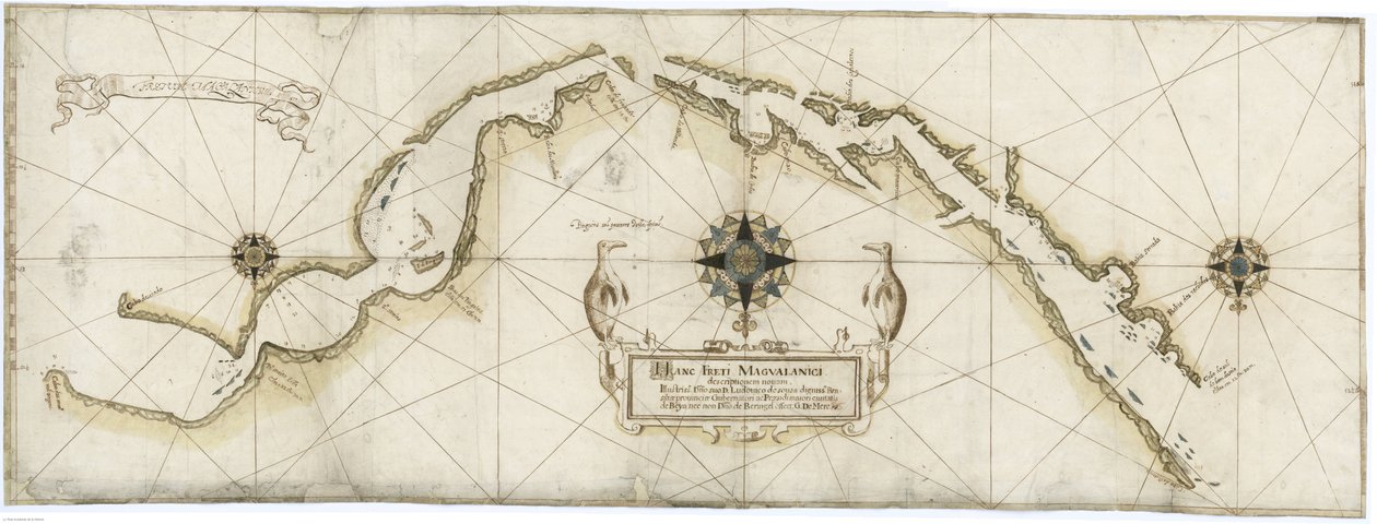 Allmänt diagram över Magellansundet gjort av Gaspar de Mere 1617 baserat på kartorna av Jan Outghersz av Gaspar de Mere