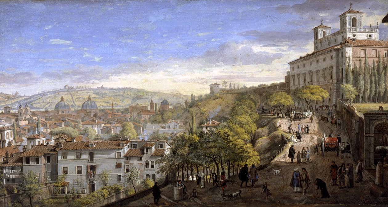 Utsikt över Villa Medici, Rom (tempera på papper) av Gaspar van Wittel