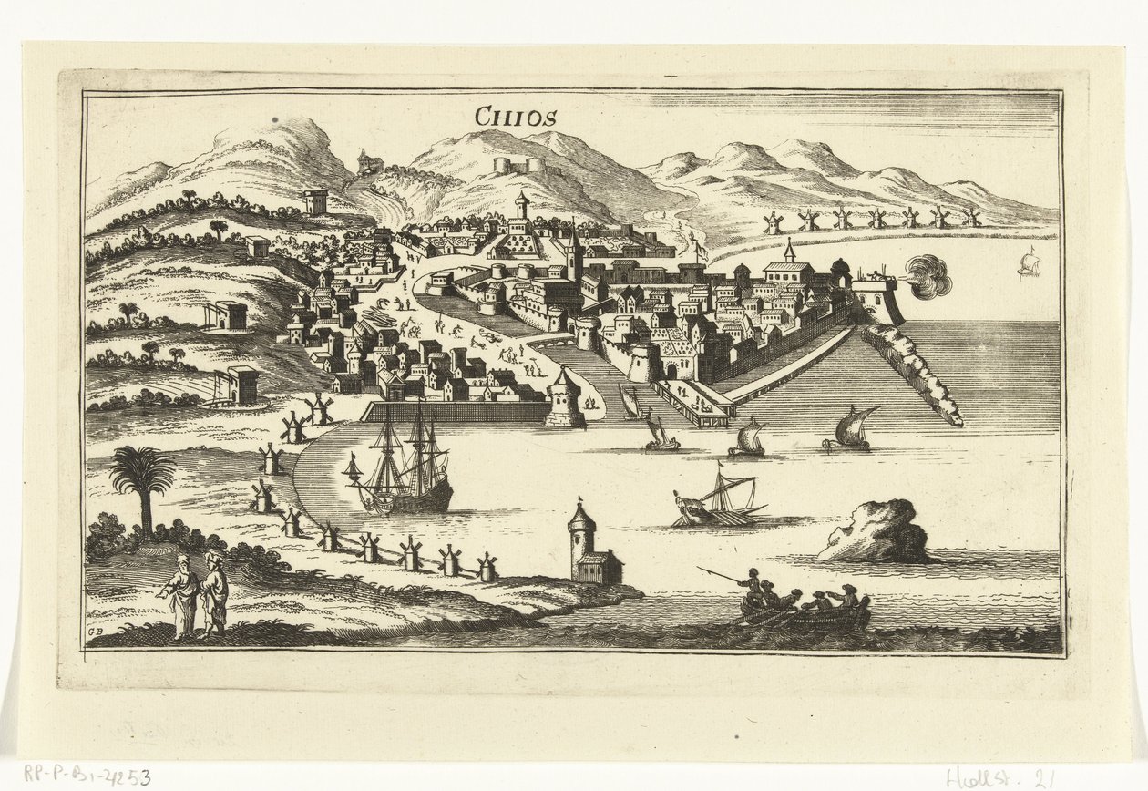 Utsikt över Chios Topografiska bilder av hamnar, städer och öar i Medelhavet (serietitel) av Gaspar Bouttats